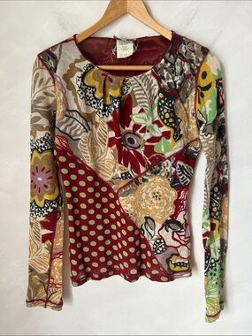 Fuzzi wool blend long sleeve shirt mesh Y2K vintage 90s Jean Paul Gauthier Italy